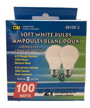 Picture of Bulbs Soft White 100W 2Pk - No SB100W-2