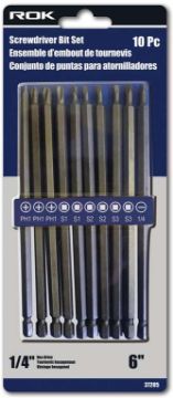 Picture of Bits, Screwdriver 6in 10Pcs Set - No 37205
