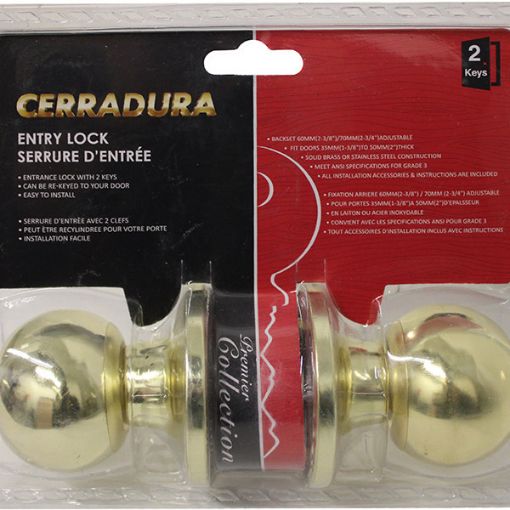 Picture of Lock Entrance W-2Keys Brass - No 078716